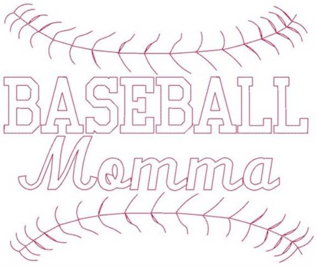Picture of Redwork Baseball Momma Machine Embroidery Design