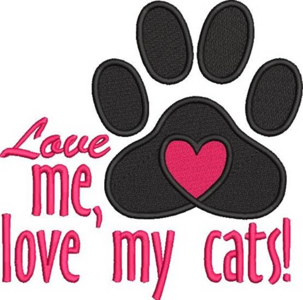 Picture of Love My Cats Machine Embroidery Design