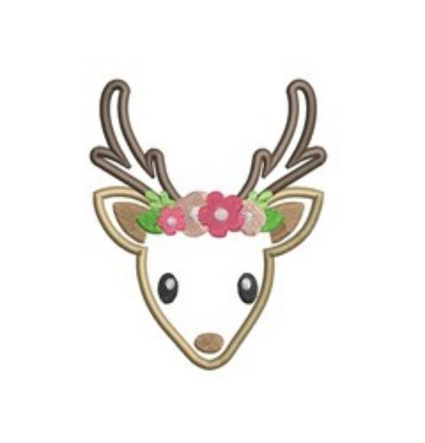 Picture of Floral Deer Machine Embroidery Design