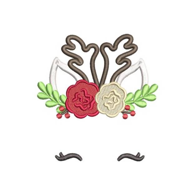 Picture of Floral Reindeer Machine Embroidery Design