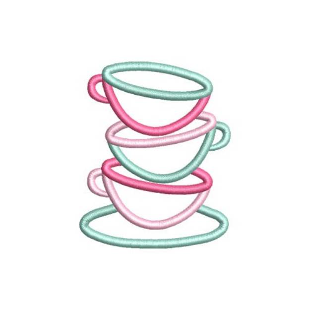 Picture of Teacup Applique Machine Embroidery Design