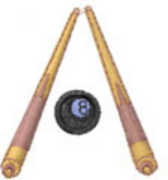 Picture of 8-BALL, 2 CUES (SMALL) Machine Embroidery Design