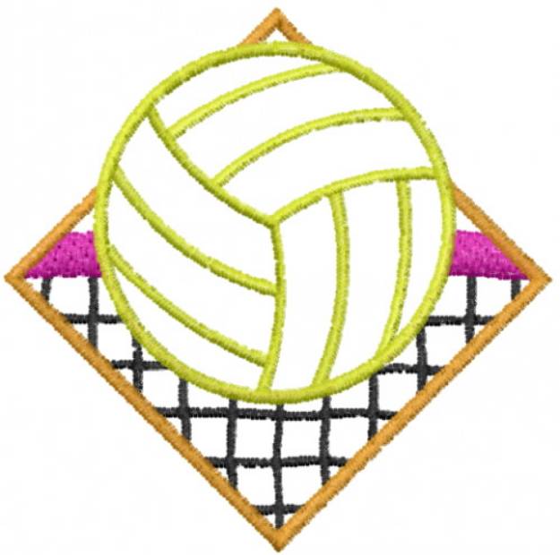 Picture of Volleyball and Net Machine Embroidery Design
