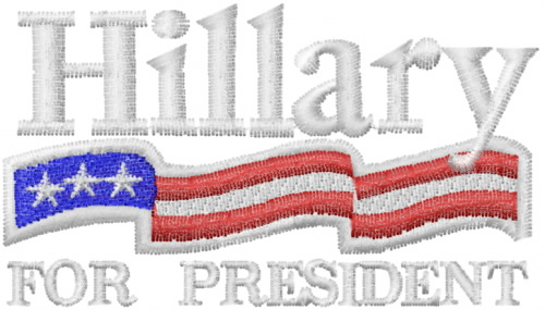 Hillary for President Machine Embroidery Design