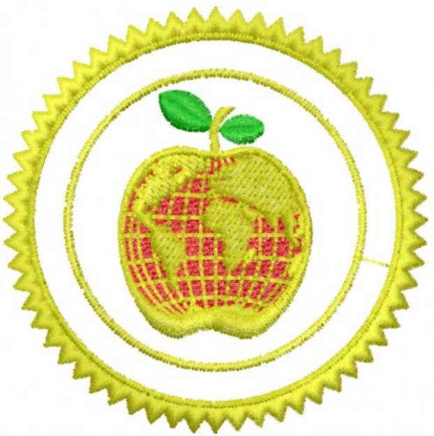 Picture of Apple Earth Badge Machine Embroidery Design