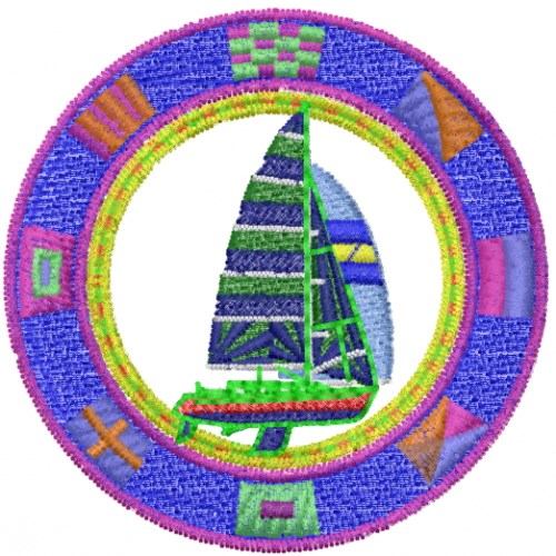 Boat Logo Machine Embroidery Design