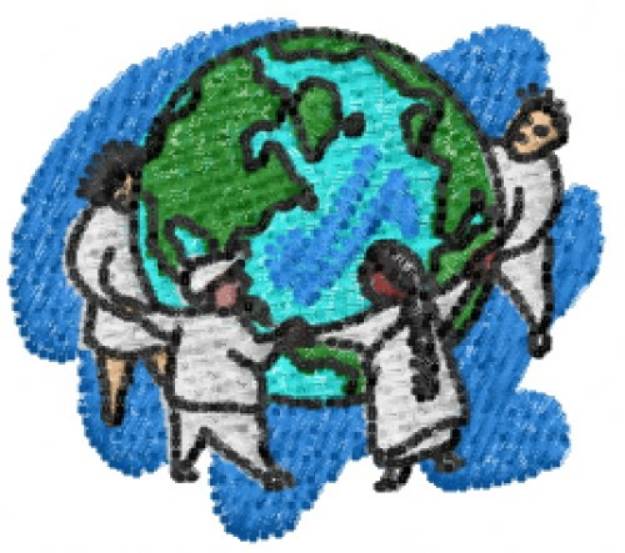 Picture of Hands Around World Machine Embroidery Design