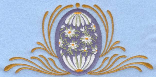 Picture of Daisy Egg with Swirls Machine Embroidery Design