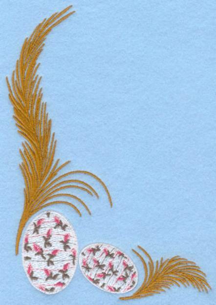 Picture of Rosebud Eggs Feather Machine Embroidery Design