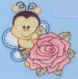 Picture of Bumble Bee & Rose Machine Embroidery Design