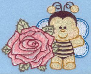 Picture of Bumble Bee & Rose Machine Embroidery Design