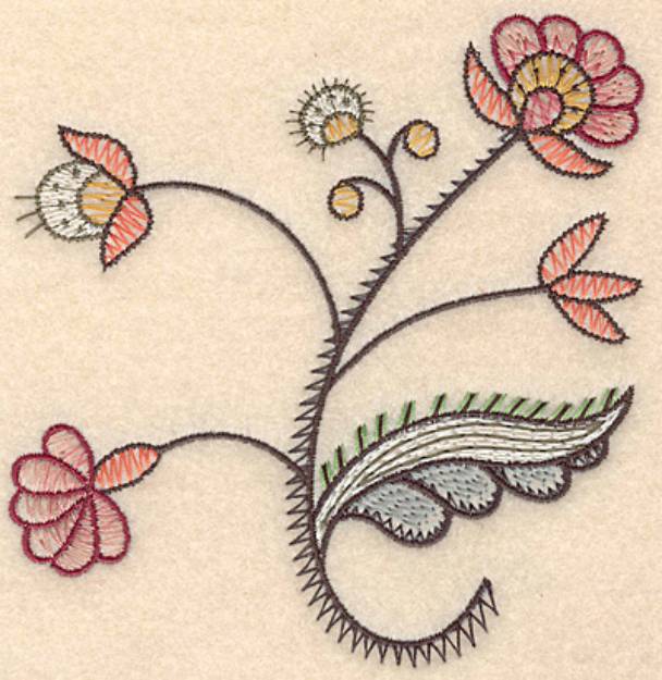 Picture of Colonial Floral Design Machine Embroidery Design