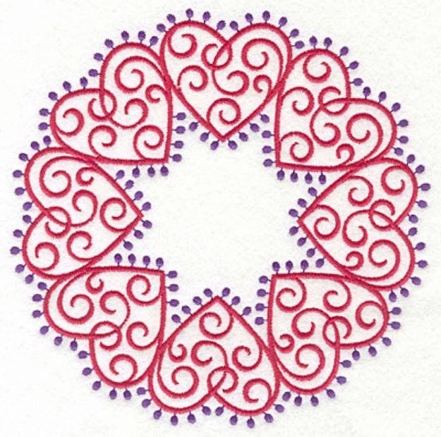 Picture of Fashion Hearts Circle Machine Embroidery Design