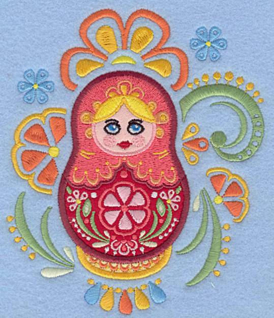 Picture of Floral Matryoshka Applique Machine Embroidery Design