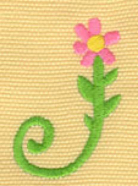 Picture of Floral Capital J Machine Embroidery Design