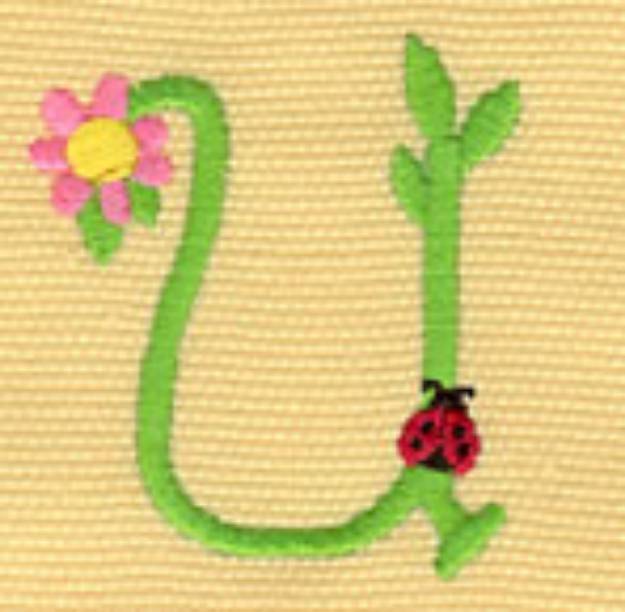 Picture of Ladybug Floral Capital U Machine Embroidery Design