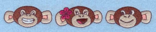 Picture of Three Monkey Faces Machine Embroidery Design