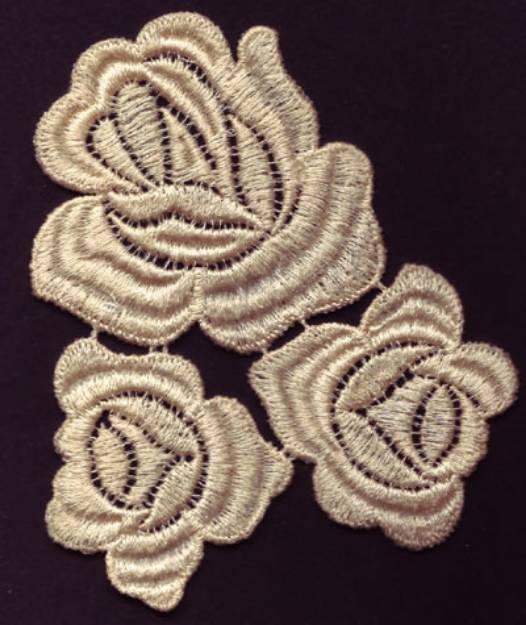 Picture of THree Lace Roses Machine Embroidery Design