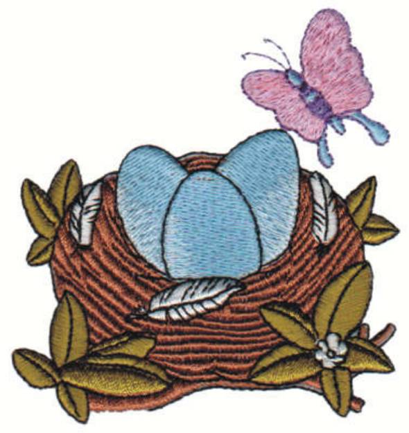 Picture of Nest And Butterfly Machine Embroidery Design