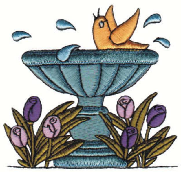 Picture of Birdbath Machine Embroidery Design