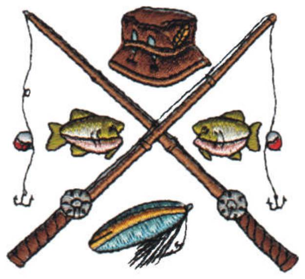 Picture of Crossed Fishing Pole Machine Embroidery Design