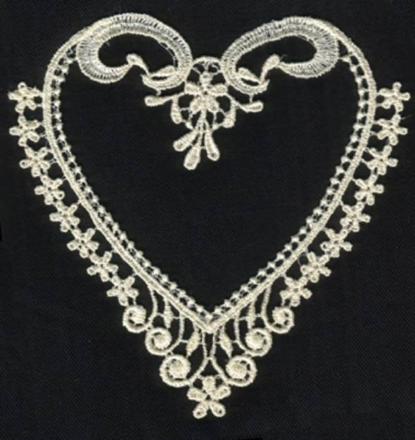 Picture of Lace Heart Machine Embroidery Design