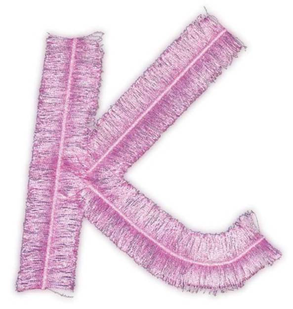 Picture of Script Fringe Letter K Machine Embroidery Design