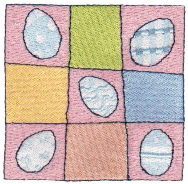 Picture of Abstract Egg Quilt Square Machine Embroidery Design