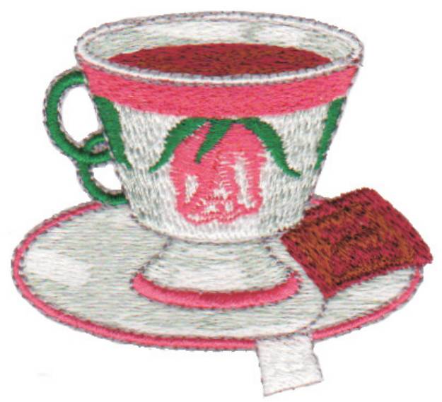 Picture of Rose Teacup Machine Embroidery Design