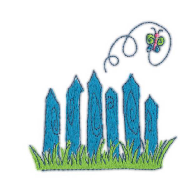 Picture of Fence & Butterfly Machine Embroidery Design