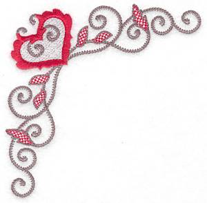 Picture of Floral Heart Corner Machine Embroidery Design