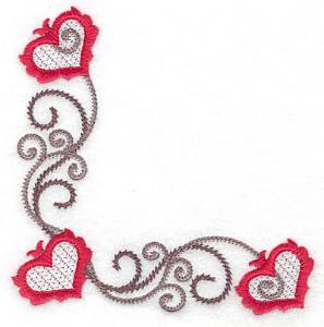 Picture of Floral Hearts Corner Machine Embroidery Design