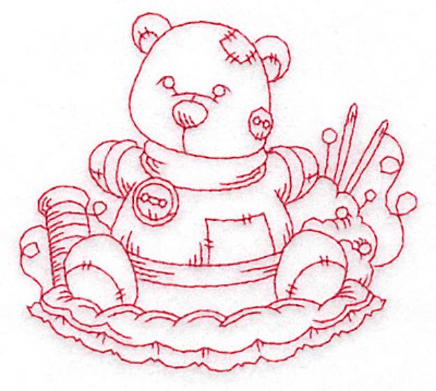 Picture of Teddy Bear Redwork Machine Embroidery Design