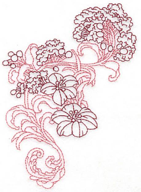 Picture of Blooms Redwork Machine Embroidery Design