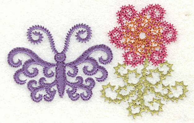 Picture of Butterfly And Flower Machine Embroidery Design