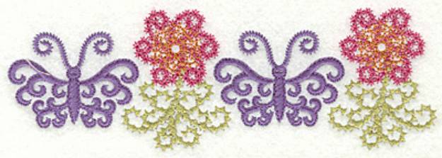 Picture of Butterfly & Flower Border Machine Embroidery Design