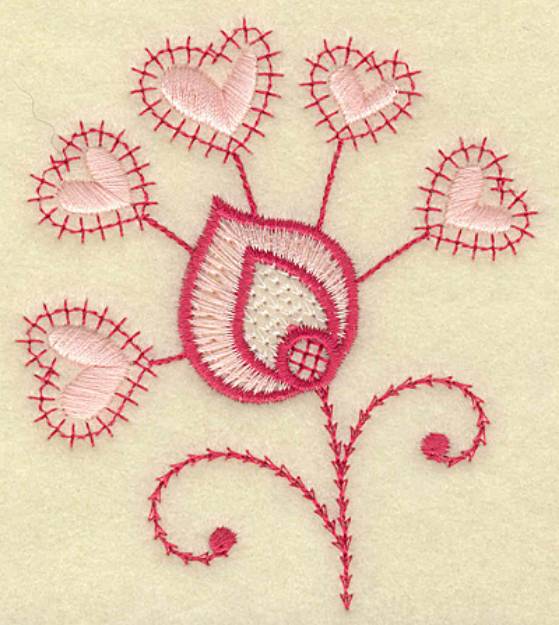 Picture of Floral Hearts Machine Embroidery Design