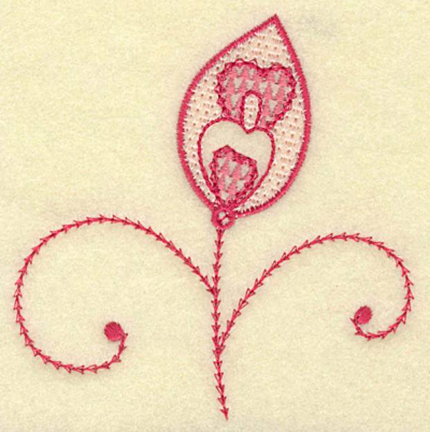 Picture of Floral Bud Hearts Machine Embroidery Design