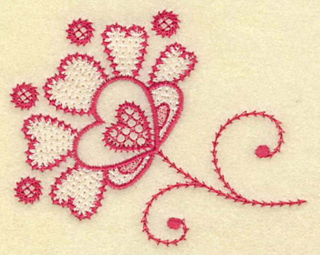 Picture of Floral Hearts And Swirls Machine Embroidery Design