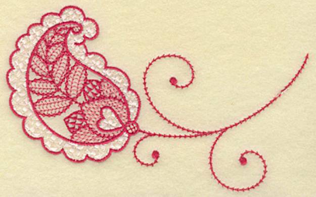 Picture of Heart In Leaf Machine Embroidery Design