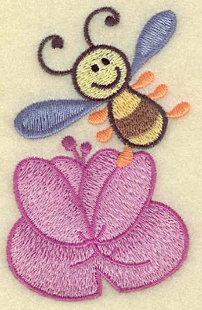 Picture of Bee With Water Lily Machine Embroidery Design