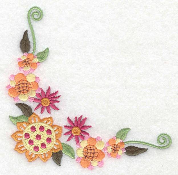 Picture of Floral Corner Machine Embroidery Design