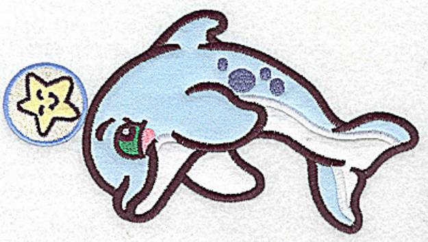 Picture of Dolphin & Starfish Applique Machine Embroidery Design