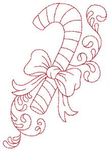 Picture of Candy Cane Redwork Machine Embroidery Design