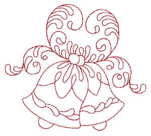 Picture of Christmas Bells Redwork Machine Embroidery Design