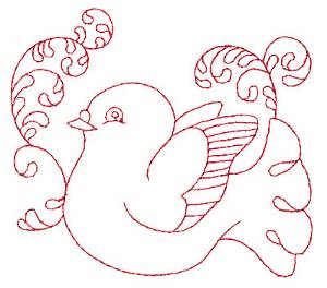 Picture of Dove Redwork Machine Embroidery Design