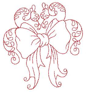 Picture of Christmas Bow Redwork Machine Embroidery Design