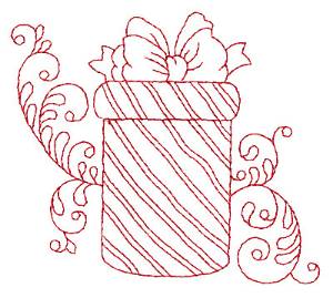 Picture of Christmas Gift Redwork Machine Embroidery Design