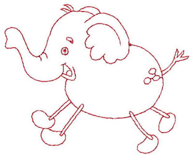 Picture of Elephant Redwork Machine Embroidery Design