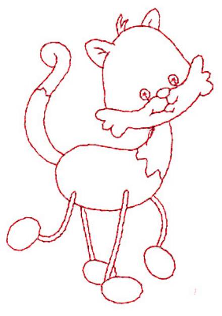 Picture of Cat Redwork Machine Embroidery Design